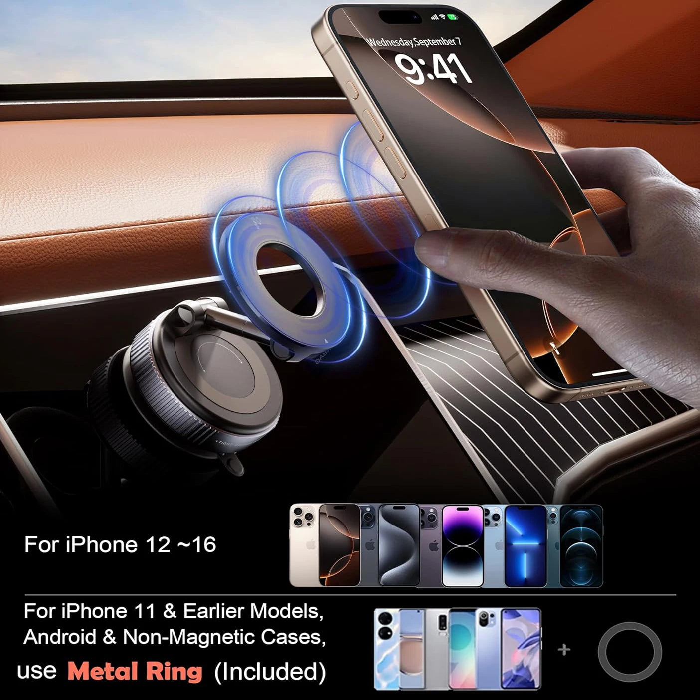 Support téléphone magnétique Xiaomi 360° – Fixation voiture rotative et pliable
