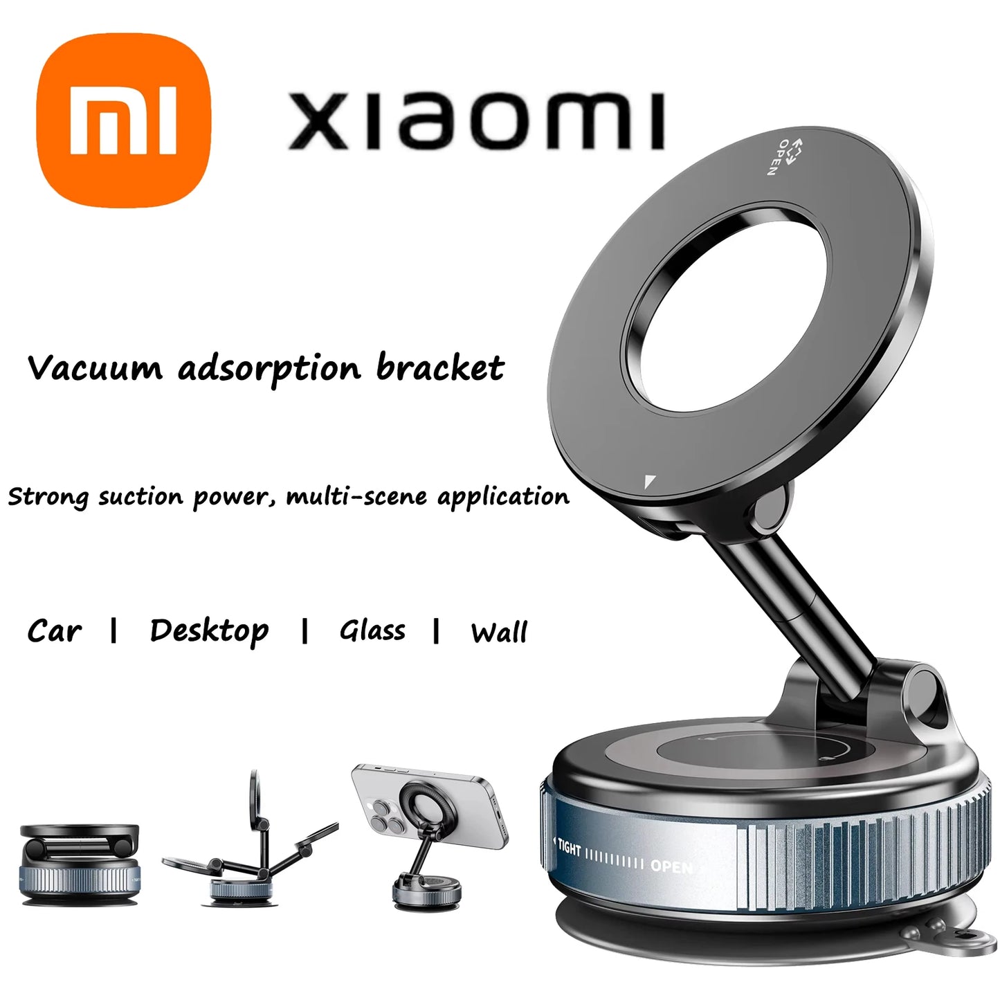 Support téléphone magnétique Xiaomi 360° – Fixation voiture rotative et pliable